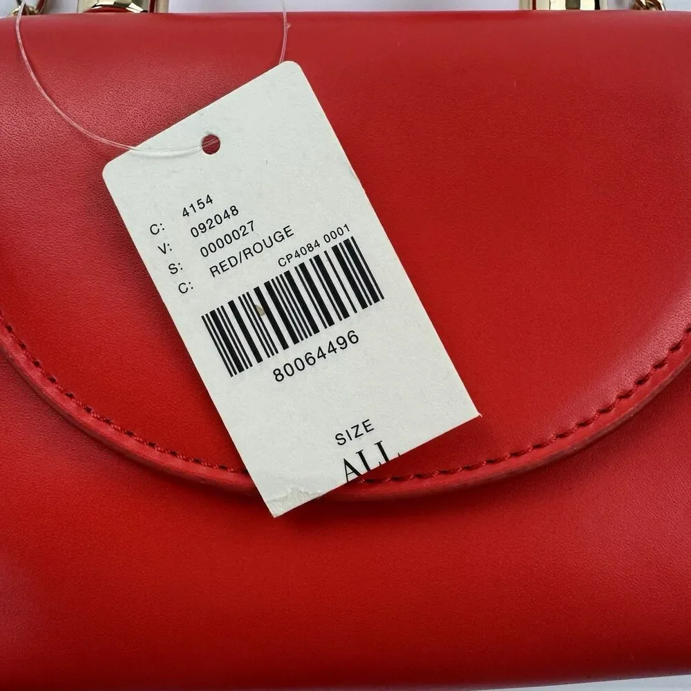 Anthropologie Mini Handbag Red Knot Handle Gold Chain Crossbody Purse NWT